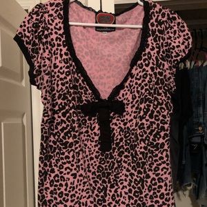 Jessica Louise pink leopard bow top